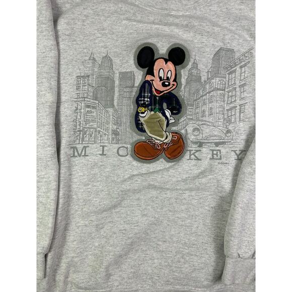 VTG Mickey Mouse Sweatshirt Streetwear Crewneck Gray USA Made Men's M 90s Disney - Picture 2 of 9